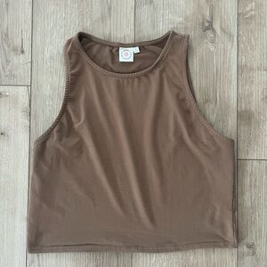 Brown Fitted Crop Tank Top
